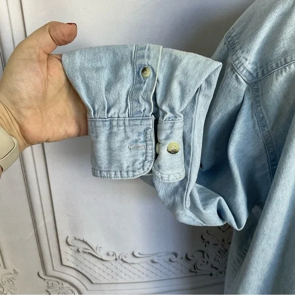 Vintage 90s Hard Rock Cafe Niagara Falls Button Down Long Sleeve Denim Shirt Sm - Picture 7 of 10